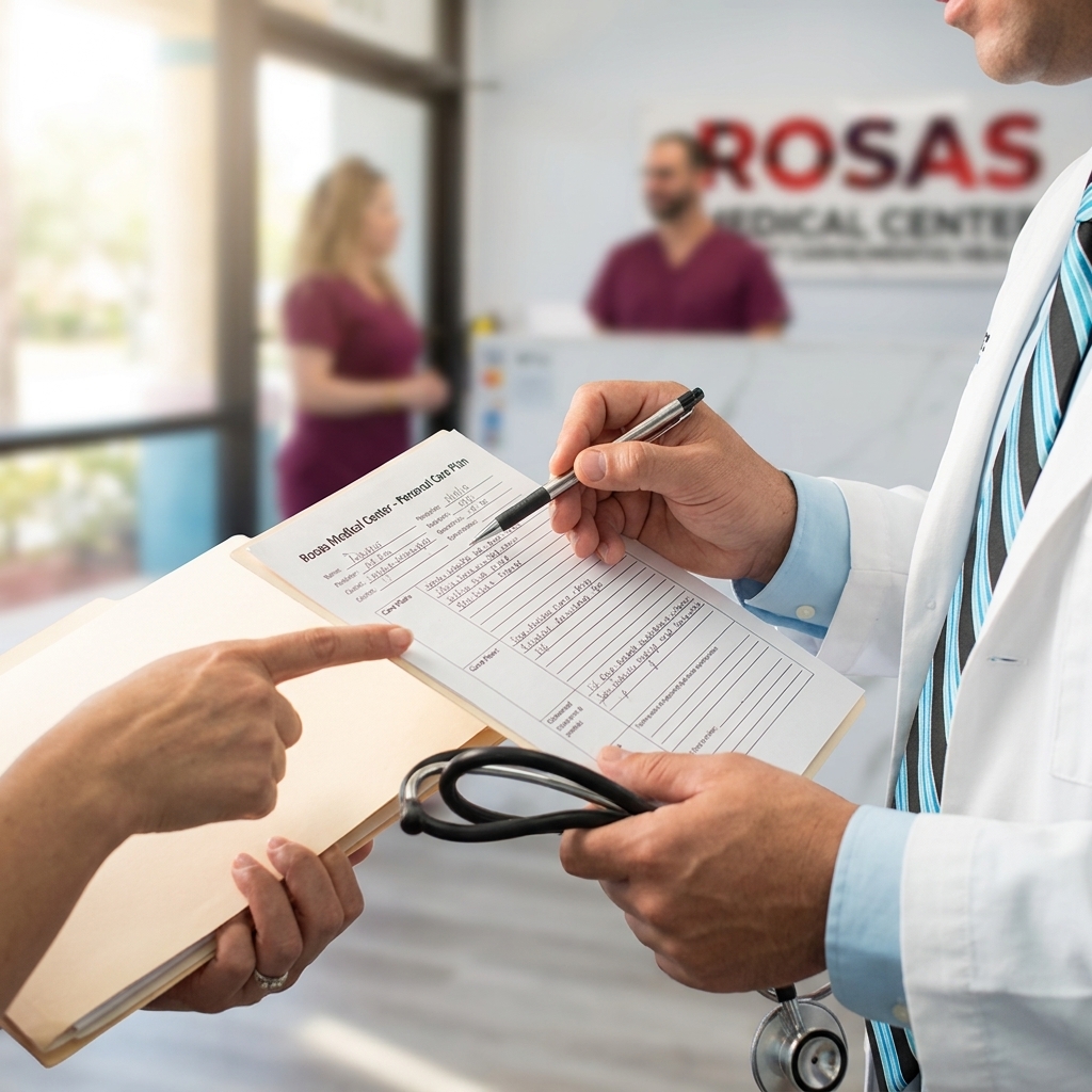 community involvement healthcare — doctor consulting with patient — by Rosas Medical Center