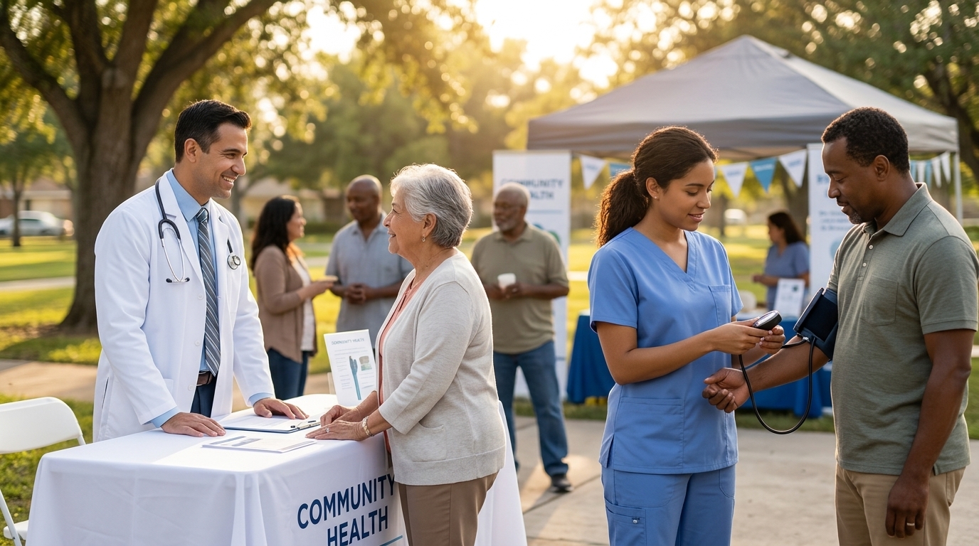 community involvement in healthcare — community health event in sunrise — by Rosas Medical Center